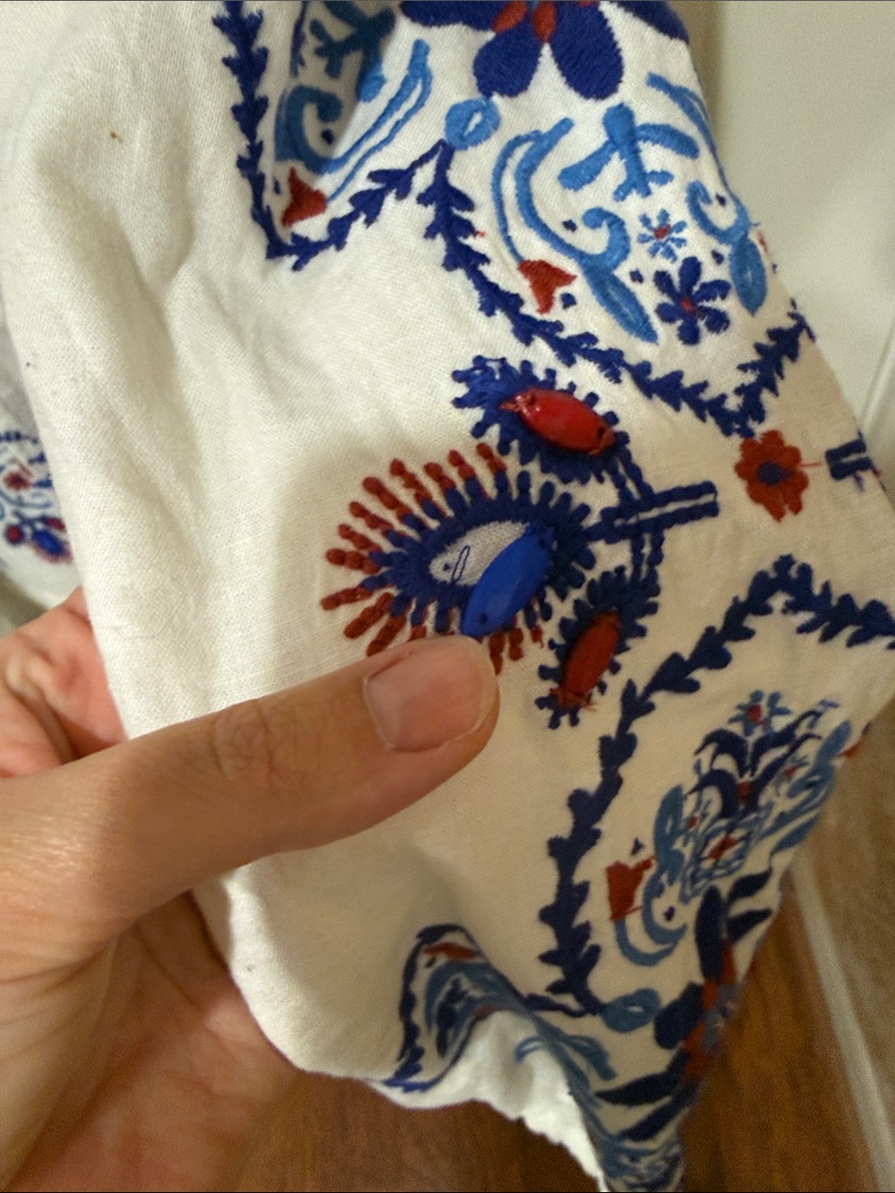 FARM Rio White Maxi Dress with Blue and Red Embroidery - Picture 7 of 12